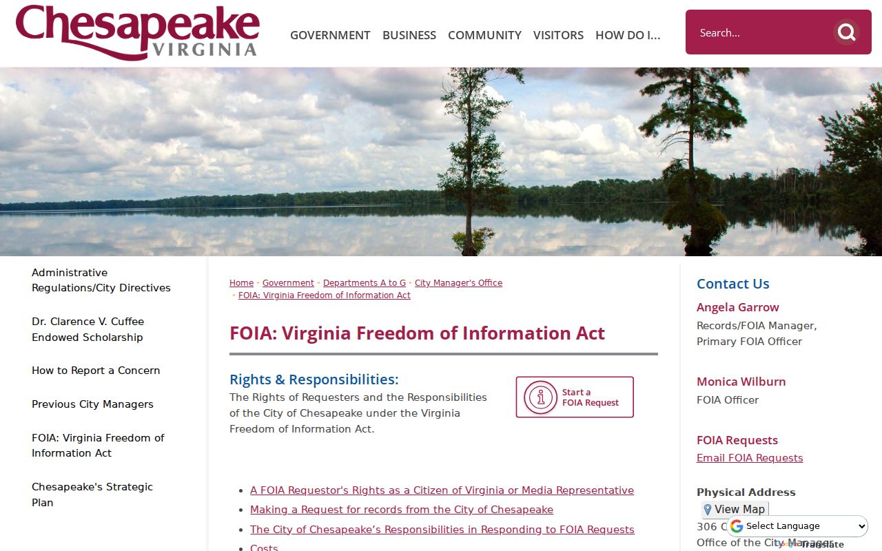 Chesapeake arrest records request routes under city VFOIA guidance