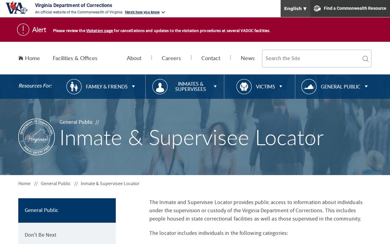 Chesapeake arrest record follow-up through the VADOC inmate locator