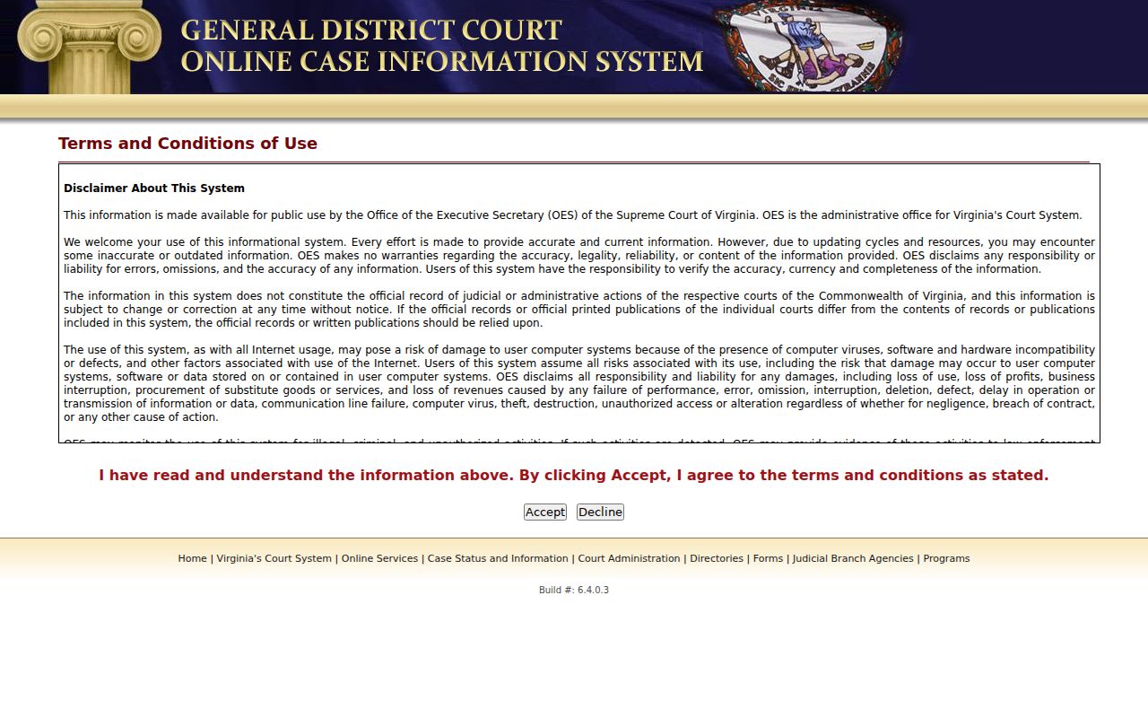 Chesapeake criminal case search fields in the General District Court system