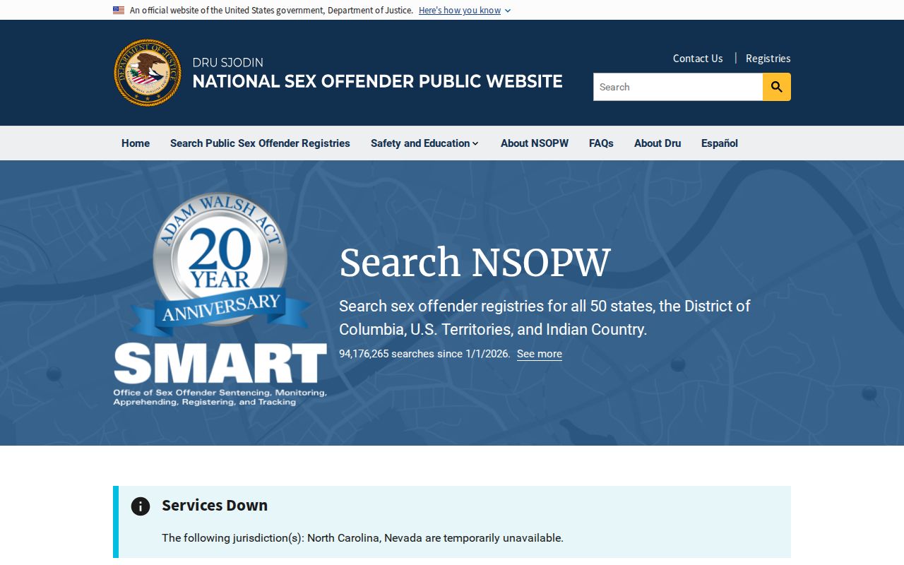 National registry supplement for a Chesapeake sex offender search